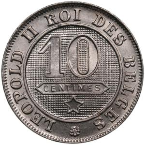 Belgium 10 Centimes 1894 - Leopold II ... 