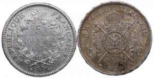 France 5 Francs 1870 & 1876 (2) Various ... 