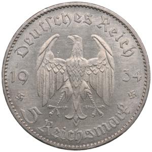 Germany 5 Reichsmark 1934 - Potsdam Garrison ... 
