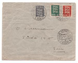 ESTONIA envelope 1929 - Special cancel ... 