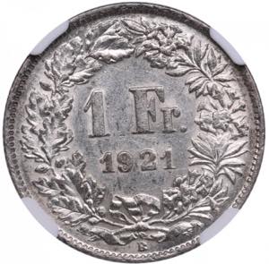 Switzerland 1 Franc 1921 B - NGC AU 58 ... 