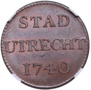 Netherlands, Utrecht Duit 1740 - NGC MS 65 ... 
