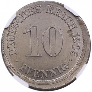 Germany 10 Pfennig 1905 A - NGC MINT ERROR ... 