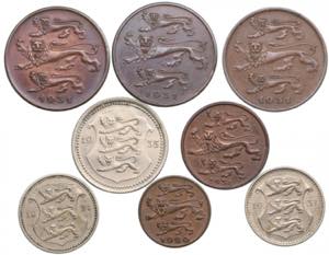 Small lot of coins: Estonia 1929-1934 (8) ... 