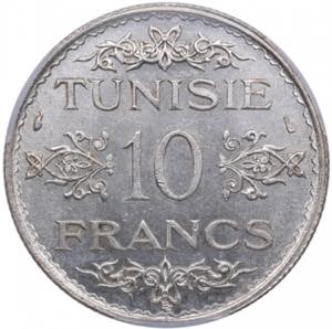 Tunisia 10 Francs AH1353 (1934) - PCGS MS64 ... 