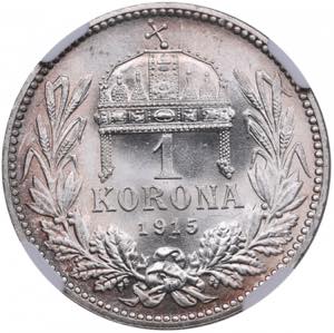 Hungary 1 Korona 1915 KB - NGC MS 65 ... 