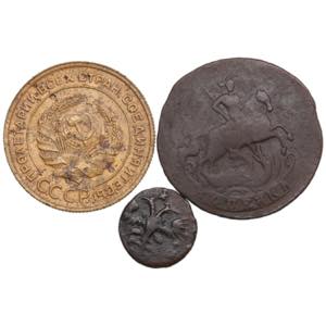 Group of coins: Russia Kopeck 1758, Polushka ... 