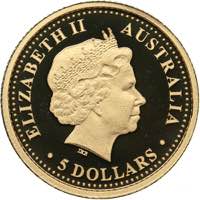 Australia 5 dollars 2006
1.26 g. PROOF Au