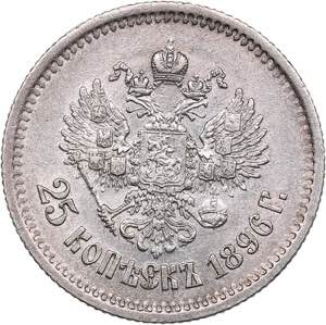 Russia 25 kopecks 1896
4.97 g. VF/XF Traces ... 