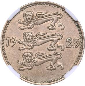 Estonia 3 marka 1925 - NGC MS 62
Mint ... 