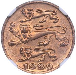Estonia 1 sent 1929 - NGC MS 65 RB
Mint ... 