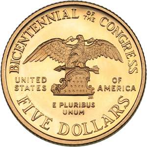 USA 5 dollars 1989
8.37 g. PROOF