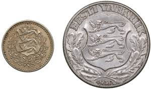 Estonia 2 krooni 1930 & 1 mark 1926 (2)
XF
