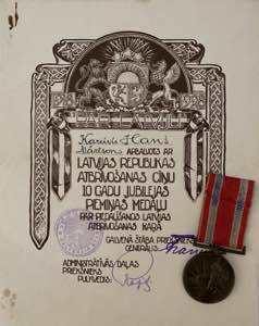 Latvia War of Independence Medal ... 