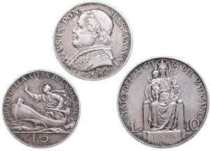 Vatikan 10 lire 1930, 5 lire 1932, 1 lire ... 