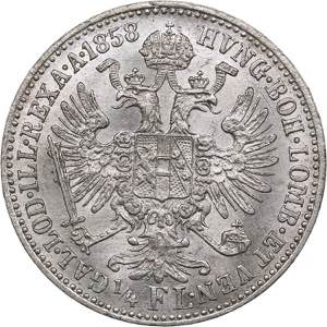 Austria 1/4 Florin 1858
5.34 g. AU/UNC