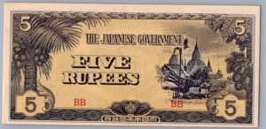 Burma - Japan occupation 5 rupees 1942-44
UNC