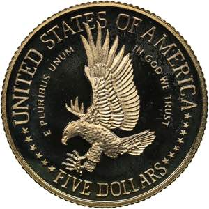 USA 5 dollars 1988
8.33 g. PROOF