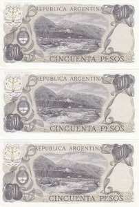Argentina 50 pesos 1976 replacement (3 ... 