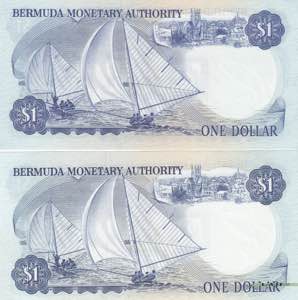 Bermuda 1 dollar 1975 & 1978
UNC Pick 28a,b