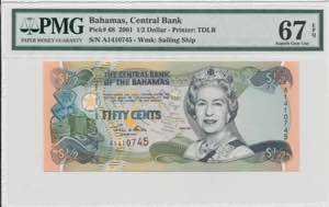 Bahamas 1/2 dollars 2001 ... 