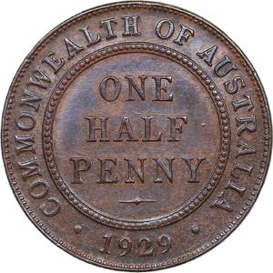 Australia 1/2 penny 1929
5.65g. AU/AU
