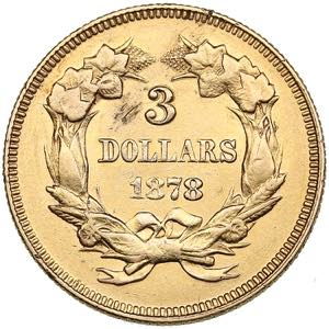 USA 3 dollars 1878
4.98g. AU/XF KM 84. Rare!