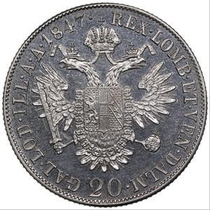 Austria 20 kreuzer 1847 A
6.69g. PROOF