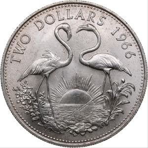 Bahamas 2 dollars 1966
29.96g. AU/UNC Mint ... 