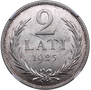 Latvia 2 lati 1925 - NGC ... 
