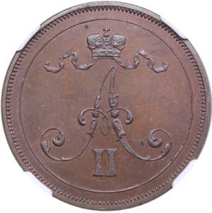Russia, Finland 10 pennia 1876 - NGC MS 64 ... 