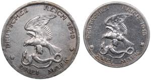 Germany, Prussia 3 mark 1913 & 2 mark 1913 ... 