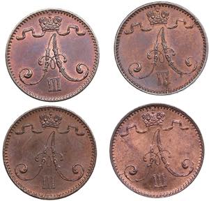 Russia, Finland 1 penni 1891, 1892, 1893, ... 