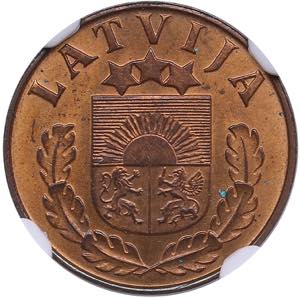 Latvia 1 santims 1937 - NGC MS 64 ... 