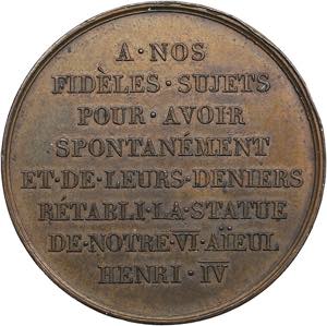 France medal Restauration of Henri IV ... 