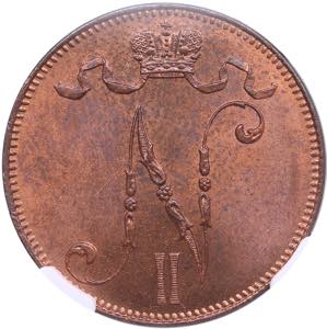 Russia, Finland 5 pennia 1905 - NGC MS 65 ... 