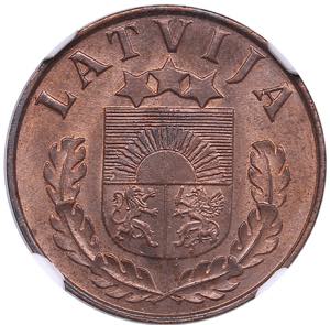 Latvia 1 santims 1937 - NGC MS 65 RBTOP POP. ... 