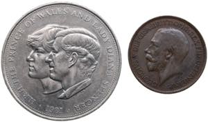 Great Britain 1/2 penny 1923 & silver medal ... 