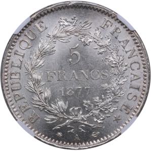 France 5 francs 1877 A - NGC MS 65An ... 