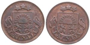 Latvia 5 santimi 1922 (2)AU-UNC. Sold as is, ... 