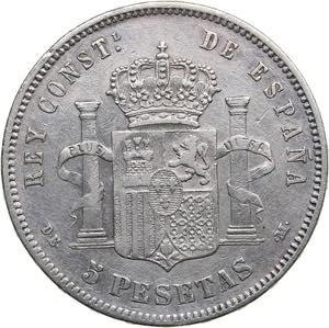 Spain 5 pesetas 187824.72g. VF/XF-