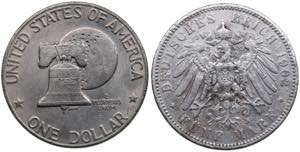 Germany 5 mark 1902 & USA 1 dollar 1976 ... 