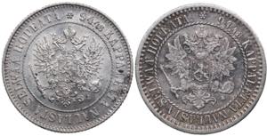 Russia, Finland 1 markka 1865, 1907 ... 