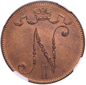 Russia, Finland 5 pennia 1897 - NGC MS 64 ... 