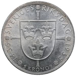 Sweden 5 kronor 1935 - Gustav V ... 
