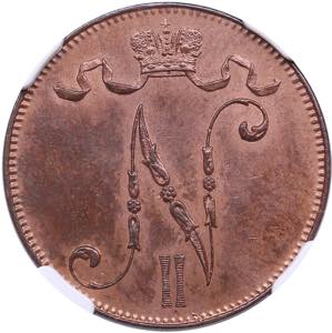 Russia, Finland 5 pennia 1898 - NGC UNC ... 