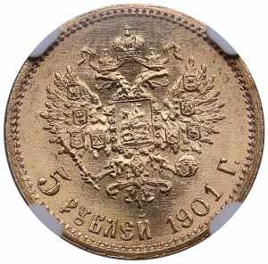 Russia 5 roubles 1901 ФЗ - NGC MS 66 An ... 