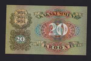 Estonia 20 krooni 1932 Pick 64a. UNC