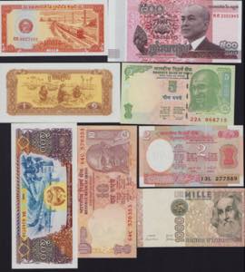 Lot of World paper money: Italy, India, ... 