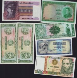 Lot of World paper money: Peru, Venezuela, ... 